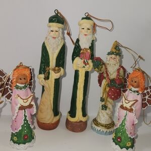 #2524, COLLECTIBLES CHRISTMAS    HAND PAINTED ORNAMENTS 5 ITEMS .